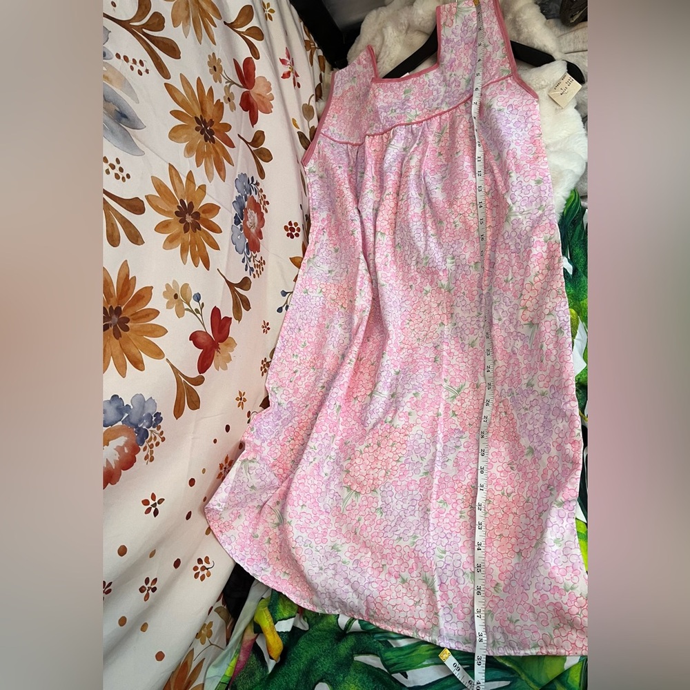 NWT Vintage M White Pink Purple Floral Spring Girlhood Nightgown Sleepwear PJ - Picture 4 of 6